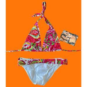 00's vintage groovy psychedelic paisley print y2k low rise bikini M NWT flaws